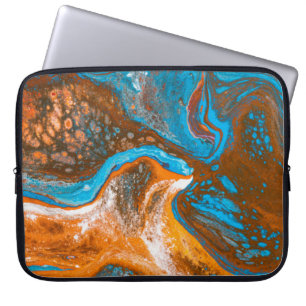 Blue and brown abstract painting laptop sleeve