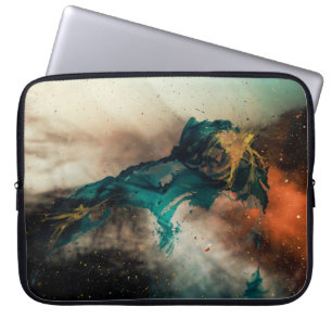 Blue and brown abstract painting laptop sleeve
