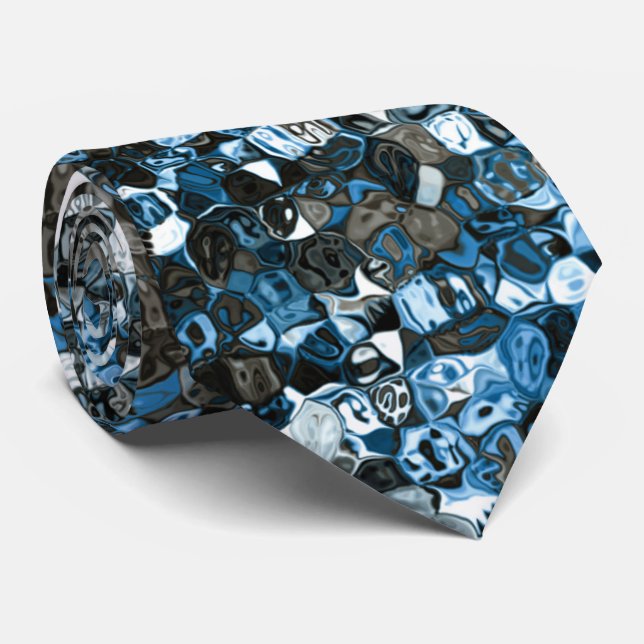 Blue and Brown Abstract Pattern Tie (Rolled)