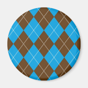 Blue and Brown Argyle Pattern Magnet