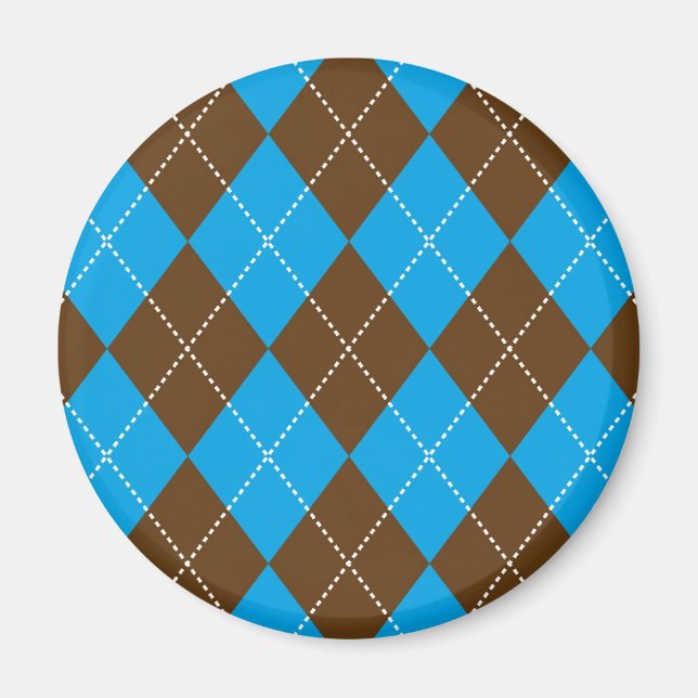 Blue and Brown Argyle Pattern Magnet (Front)