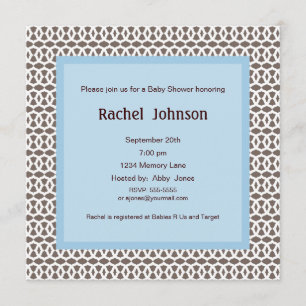 Blue And Brown Baby Shower Invitation