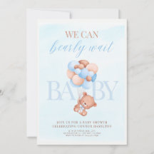 Blue and Brown Baby Shower Invitation