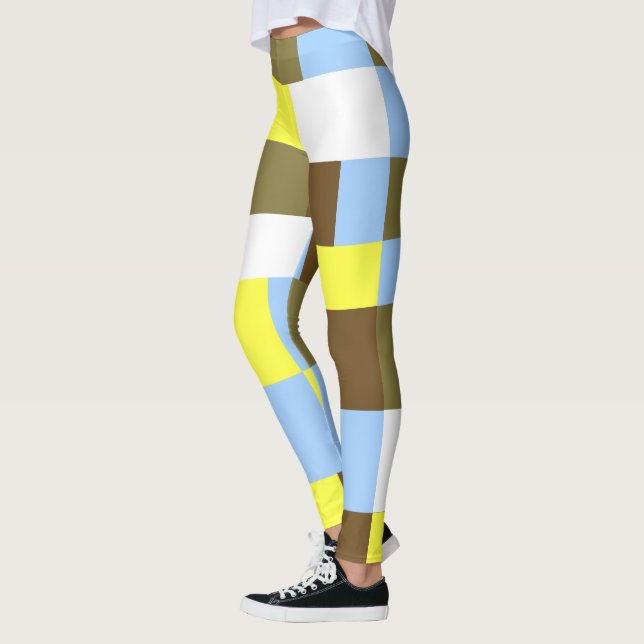 Blue and Brown Blocks Leggings (Left)