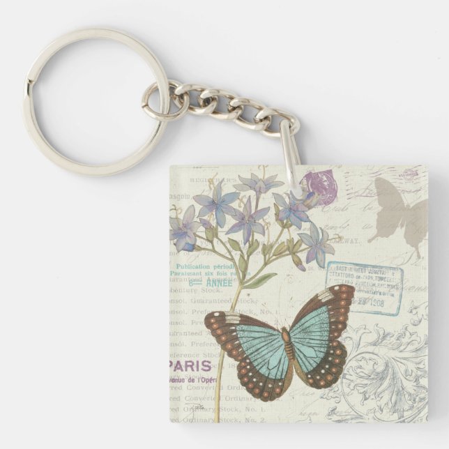 Blue and Brown Butterfly Key Ring (Front)