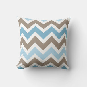 Blue and Brown Chevron Zigzag Pattern Cushion