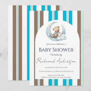 Blue and brown Classic Plaid Boy Baby shower Invitation