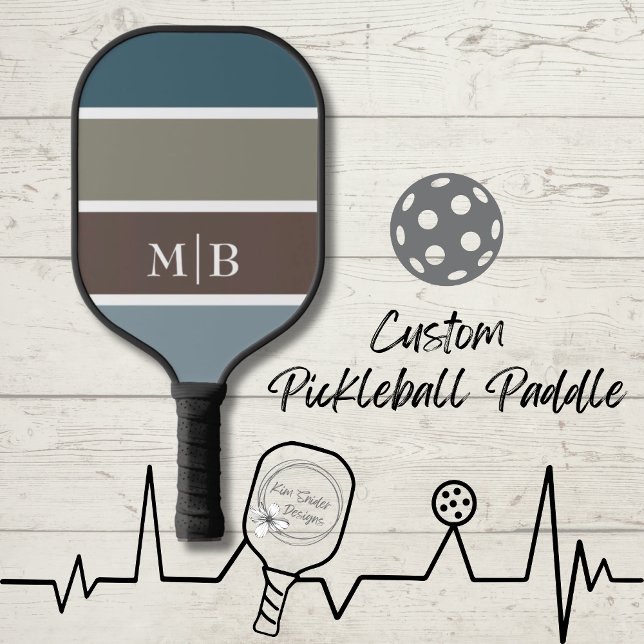 Blue and Brown Colour Blocks With Initials Pickleball Paddle (Creator Uploaded)