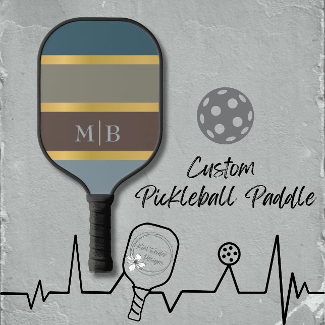 Blue and Brown Colour Blocks With Initials Pickleball Paddle (Creator Uploaded)