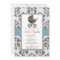 Blue and Brown Damask Baby Shower Invitations