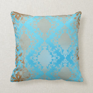 Blue and Brown Distressed Throw Pillow