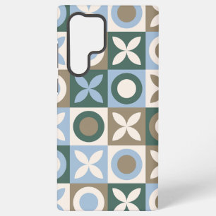 Blue and Brown Geometric Tile Mosaic Pattern Samsung Galaxy Case