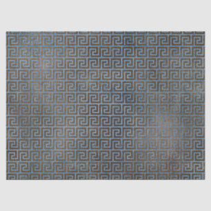 Blue and Brown Greek Key Decoupage Tissue Paper