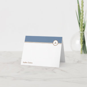 Blue and Brown Initial Thank You Card