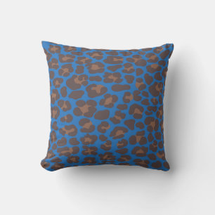 Blue and Brown Leopard Print Outdoor Pillow   Mode