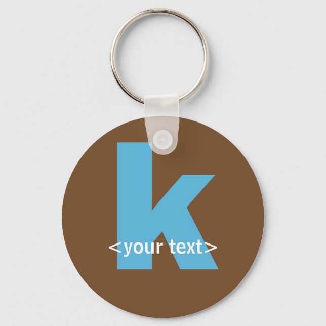 Blue and Brown Monogram - Letter K Key Ring (Front)