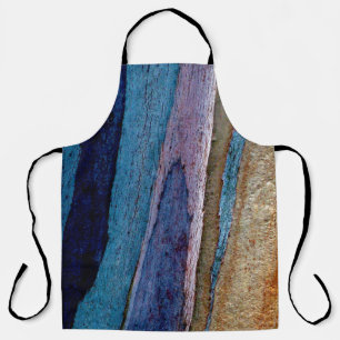 Blue and brown painted surface apron
