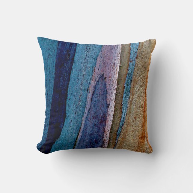 Blue and brown painted surface cushion (Front)