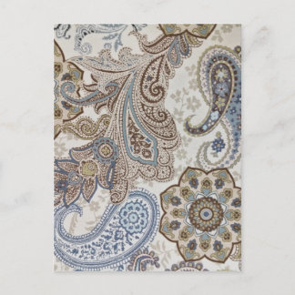 Blue and Brown Paisley Pattern Postcard