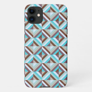 Blue and Brown Patchwork Quilt iPhone 11 Case