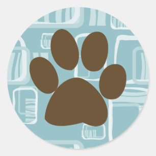 Blue and Brown Paw Print Pattern Stickers