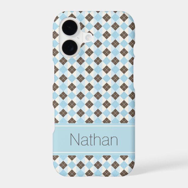 Blue and Brown Personalised Argyle Pattern (Back)