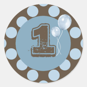 Blue and Brown Polka dot Cupcake Topper Classic Round Sticker