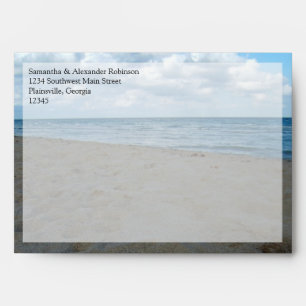 Blue and Brown Sands ~ Beach Wedding Envelope