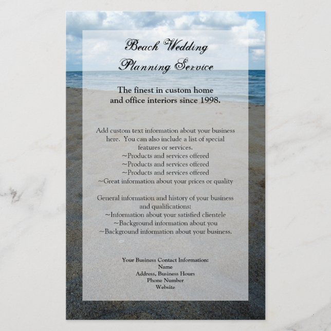 Blue and Brown Sands ~ Beach Wedding Flyer (Front)