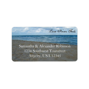 Blue and Brown Sands ~ Beach Wedding Label