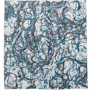 Blue and Brown Shower Curtain