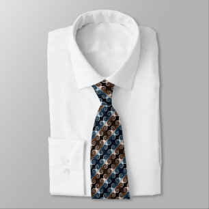 Blue and Brown Spiral Abstract Pattern Tie