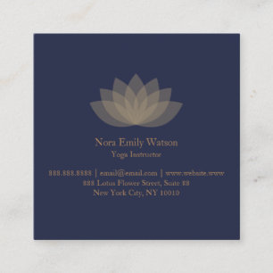 Blue and Brown Square Lotus Flower Business Cards