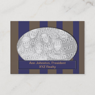 Blue and Brown Striped photo frame Business Card