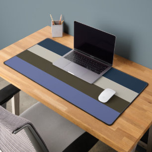 Blue and Brown Stripes Pattern Desk Mat