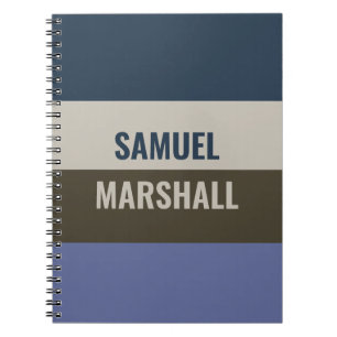 Blue and Brown Stripes Pattern Notebook