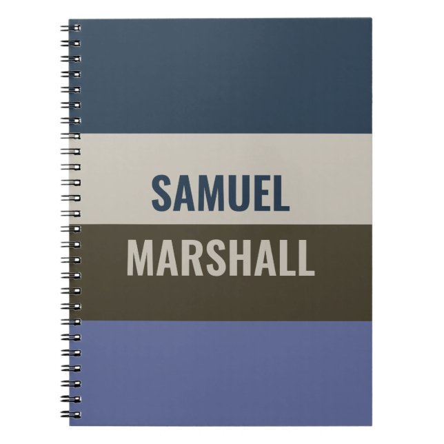 Blue and Brown  Stripes Pattern  Notebook (Front)
