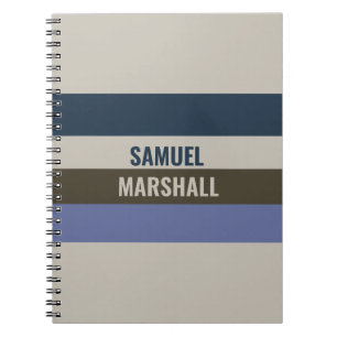 Blue and Brown Stripes Pattern Notebook