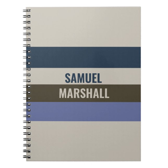 Blue and Brown  Stripes Pattern  Notebook (Front)