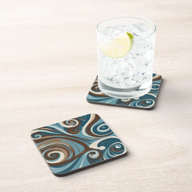 Blue and Brown Swirl Coaster (Right Side)