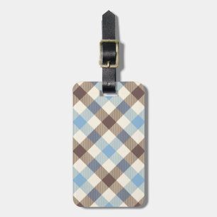 Blue And Brown Tartan plaid Luggage Tag