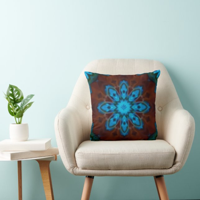 Blue and Brown Throw Pillow (Chair)