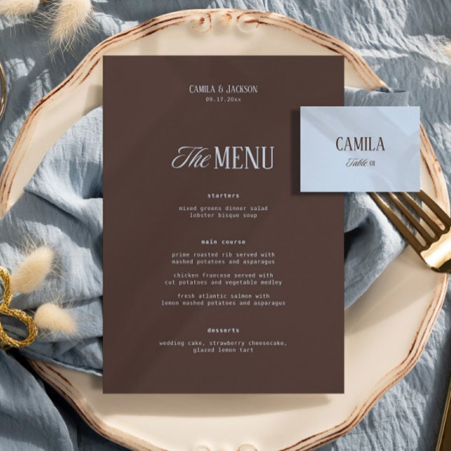 Blue and Brown Wedding  Menu (Creator Uploaded)