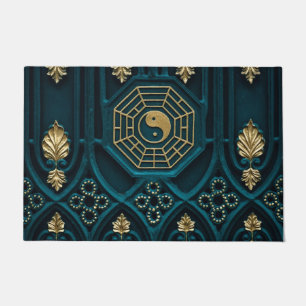 blue and brown yin yang illustration doormat