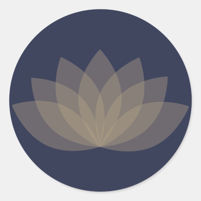 Blue and Brownish Lotus Flower Round Sticker (Front)
