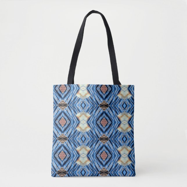 Blue and browns abstract tote (Front)
