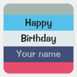 Blue And Burgundy Happy Birthday Square Sticker