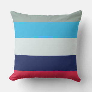 Blue And Burgundy Striped Cushion