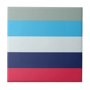 Blue And Burgundy Stripes Ceramic Tile
