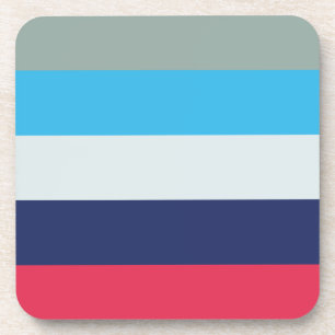 Blue And Burgundy Stripes Square Coaster